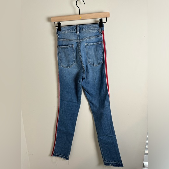 REVICE “Ruby Tuesday” Jeans With Red Racer Stripe with Frayed Hem 24 - Picture 4 of 9